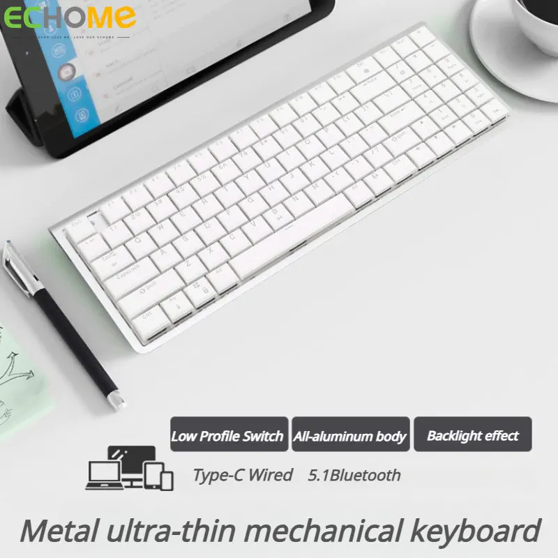 

ECHOME Ultra Thin Wireless Mechanical Keyboard Metal Panel Bluetooth Hot Swap Low Profile Linear Switch for Mac Tablet Computer