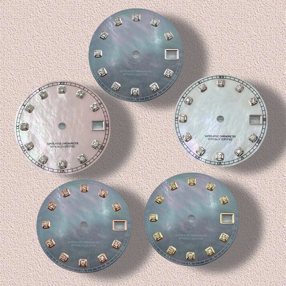 

28.5mm S Logo Fritillaria Diamond Dial Fit NH35/NH36/4R/7S Japanese Movement High-Quality Watch Modification Accessories