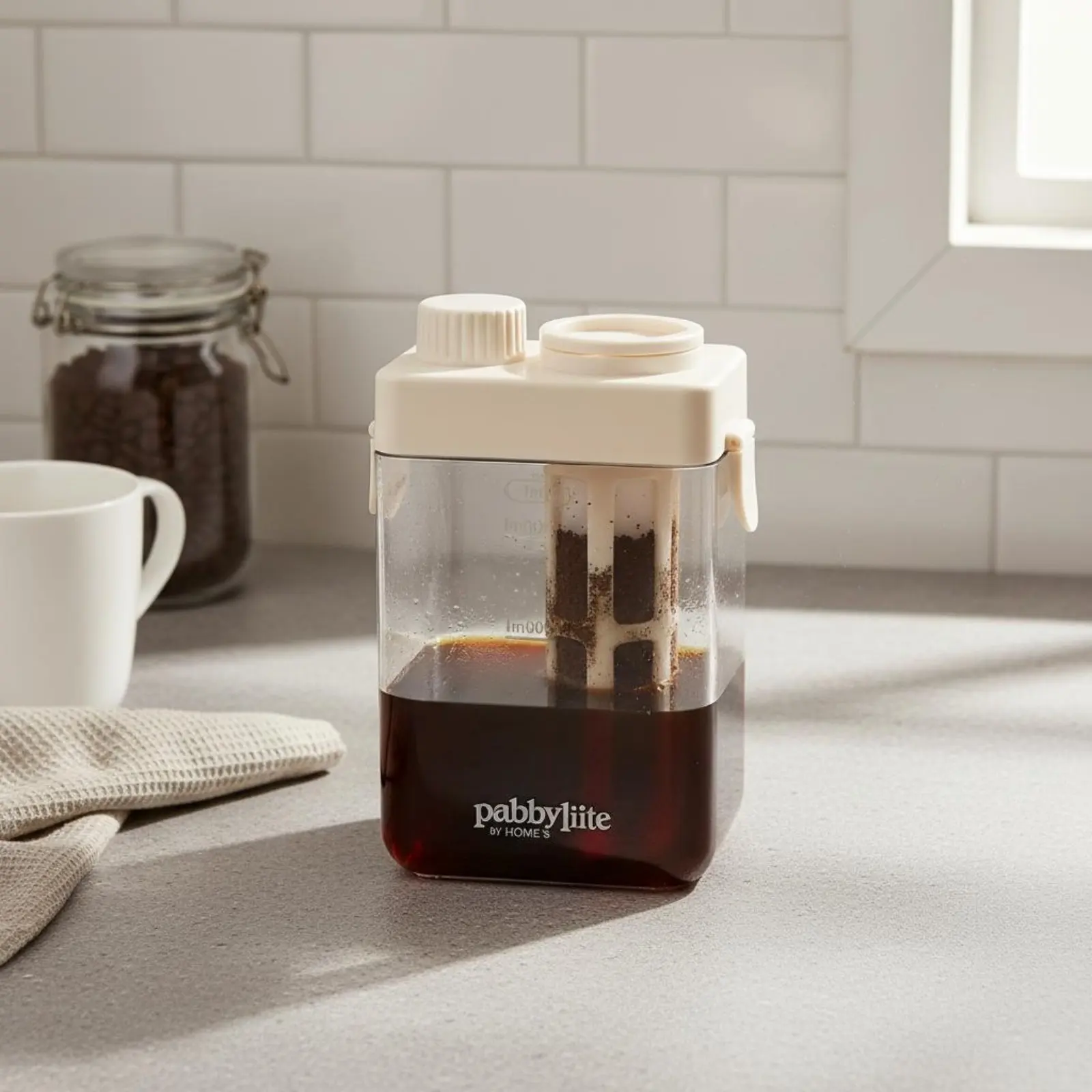 Cold Brew Coffee Pitcher Large Capacity Cold Brew Pitcher Drinkware Dishwasher Safe Heat Resistant for Summer, Travel