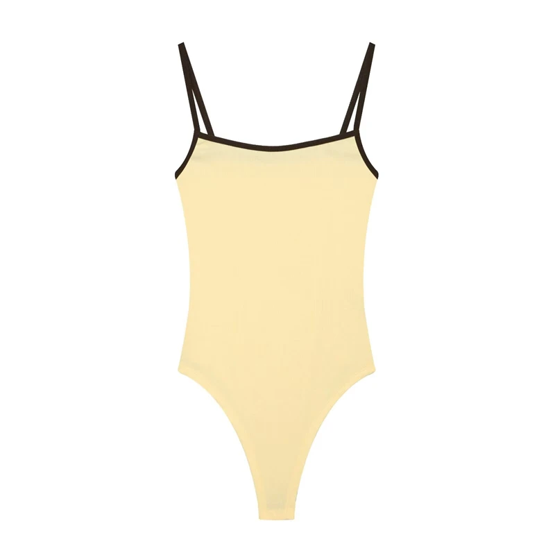 Women's Bodysuit 2026 Summer Sexy Round Neck Thin Straps Color-block Backless Slim Jumpsuit Fashion Female Beach Bodysuits
