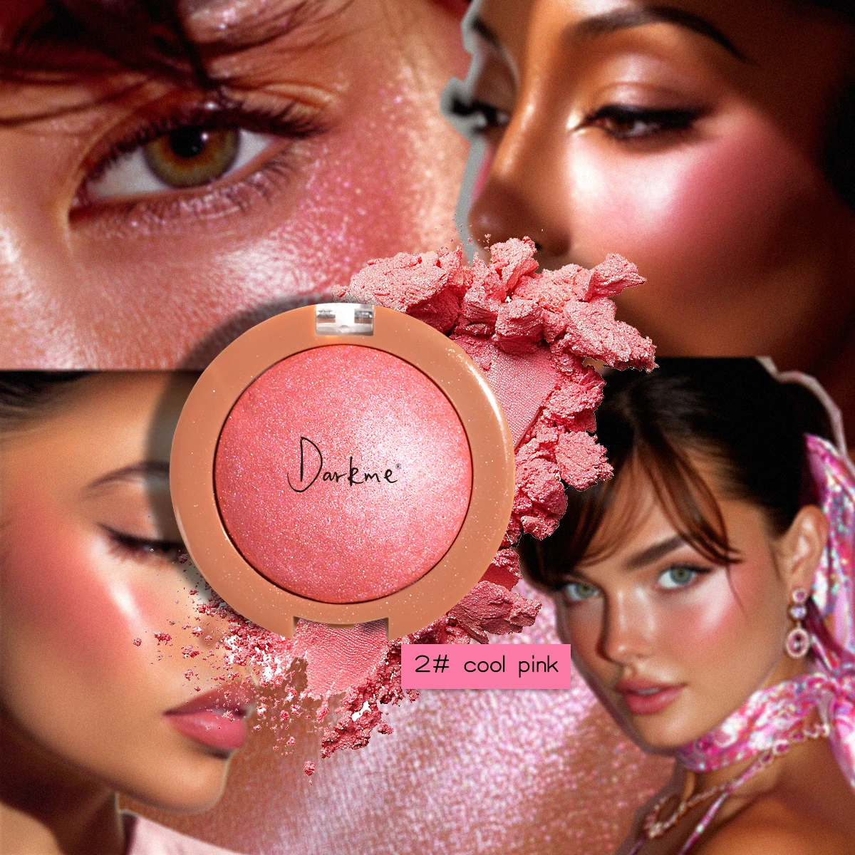 Evidenziatore a 4 colori Perlescente Cotto Schiarente Fard in polvere Guancia Tinta Fard Contorno Evidenziatore Ombra per il viso Shimmer Rouge