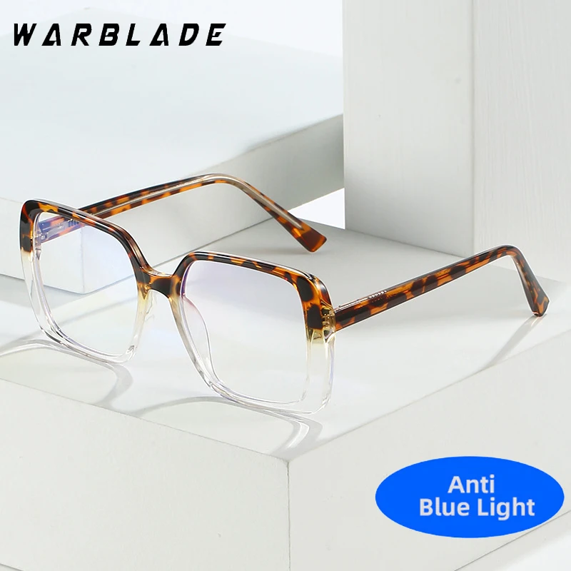 2025 Retro Big Square Clear Anti-blue Light Eyewear Women Double Color Glasses Frame Fashion TR90 Spring Hinge Men Optical Frame