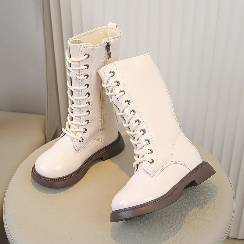 

Новые стильные сапоги до колена для девочек, дизайнерская легкая модная детская повседневная обувь на молнии, зимняя нескользящая обувь для детей