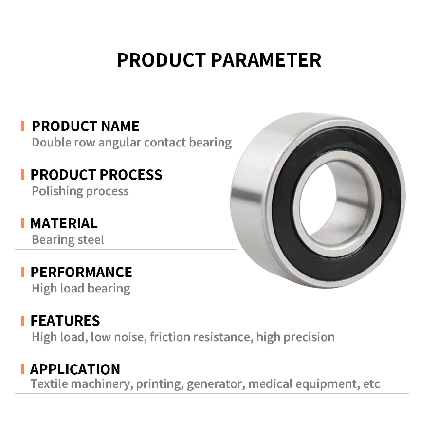 Double Row Angular Contact Ball Bearings 3800 3801 3802 3803 3804 3805 3806 3807A-2RS