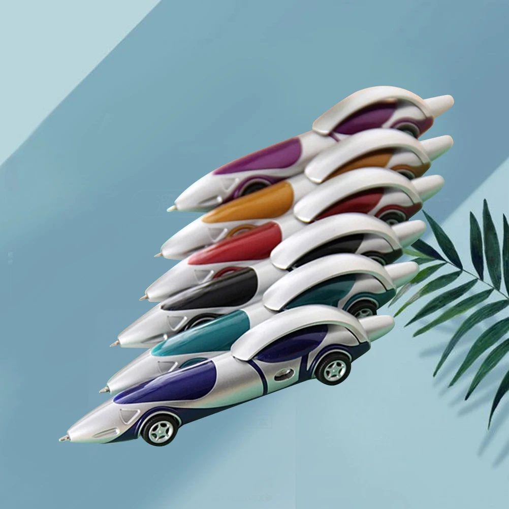 6 قطعة أقلام حبر جاف للسيارة لطيف Kawaii الكرتون البلاستيك الكتابة القرطاسية مكتب اللوازم المدرسية هدايا للبنين غرامة تلميح