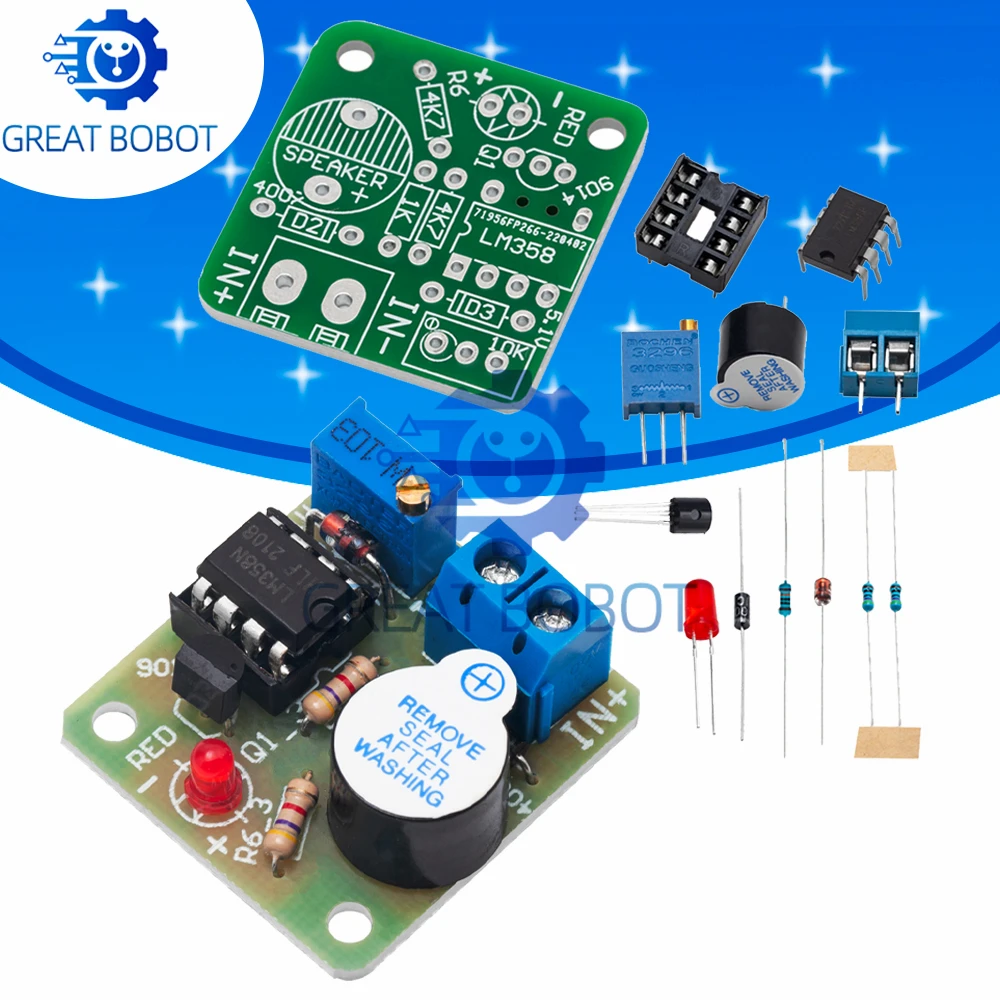 BS 12V LM358 Accumulator Sound Light Alarm Board Buzzer Prevent Over Discharge Controller Module Without Overvoltage Protection