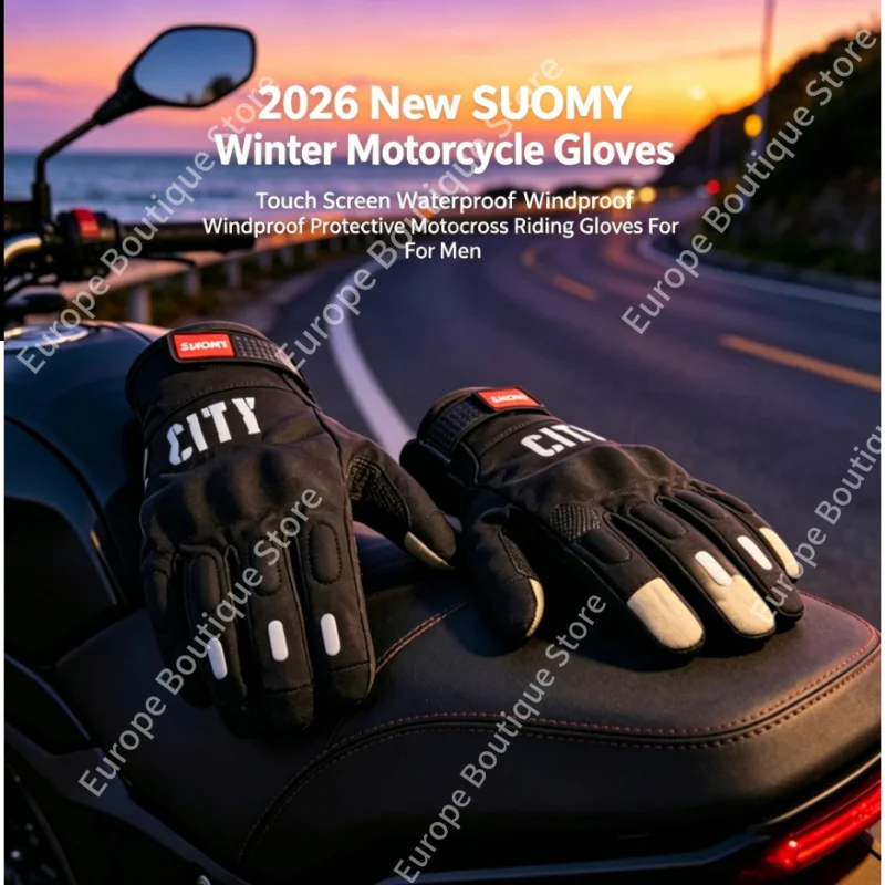

2026 NEW SUOMY Winter Motorcycle Gloves Men Touch Screen Waterproof Windproof Protective Motocross Riding Gear