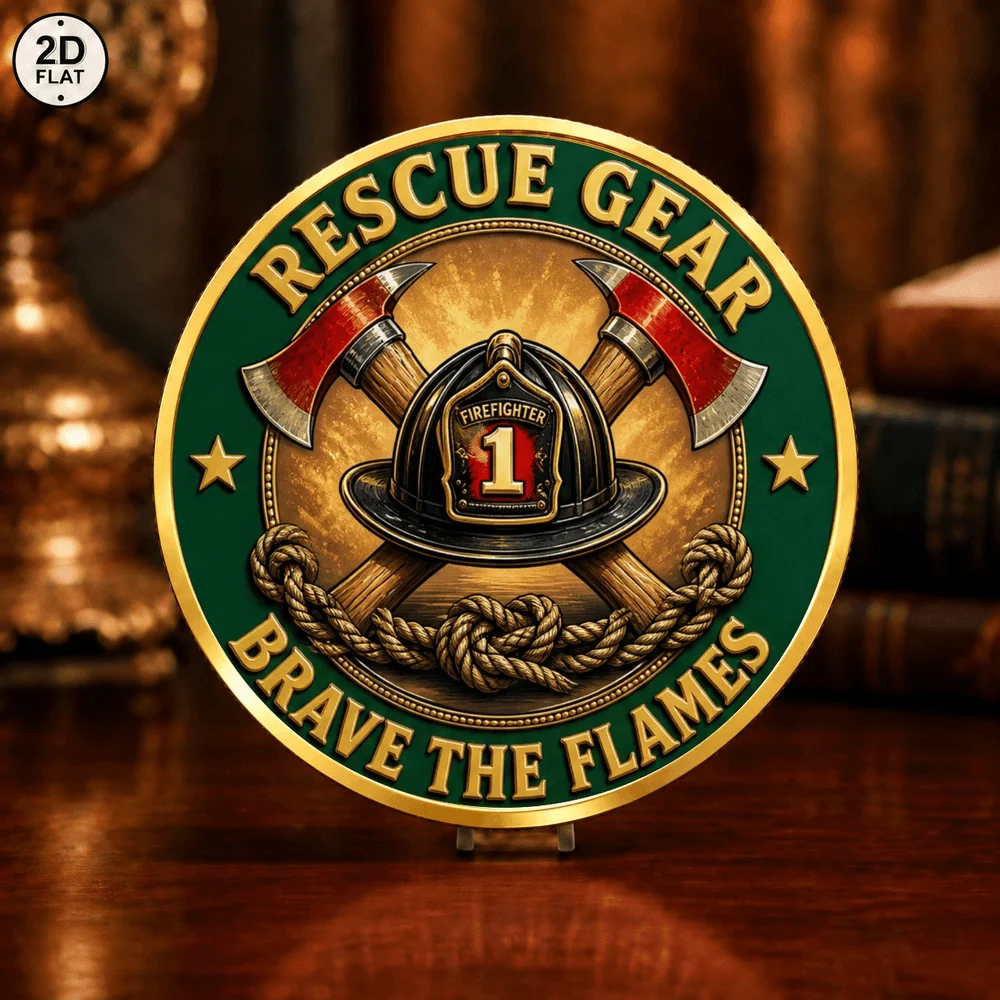 1pc Fire Station Dalmatian Fire Dog Challenge Coin 2D Print Fire Department Collectible Medal Fire Service Gift for Firefighter