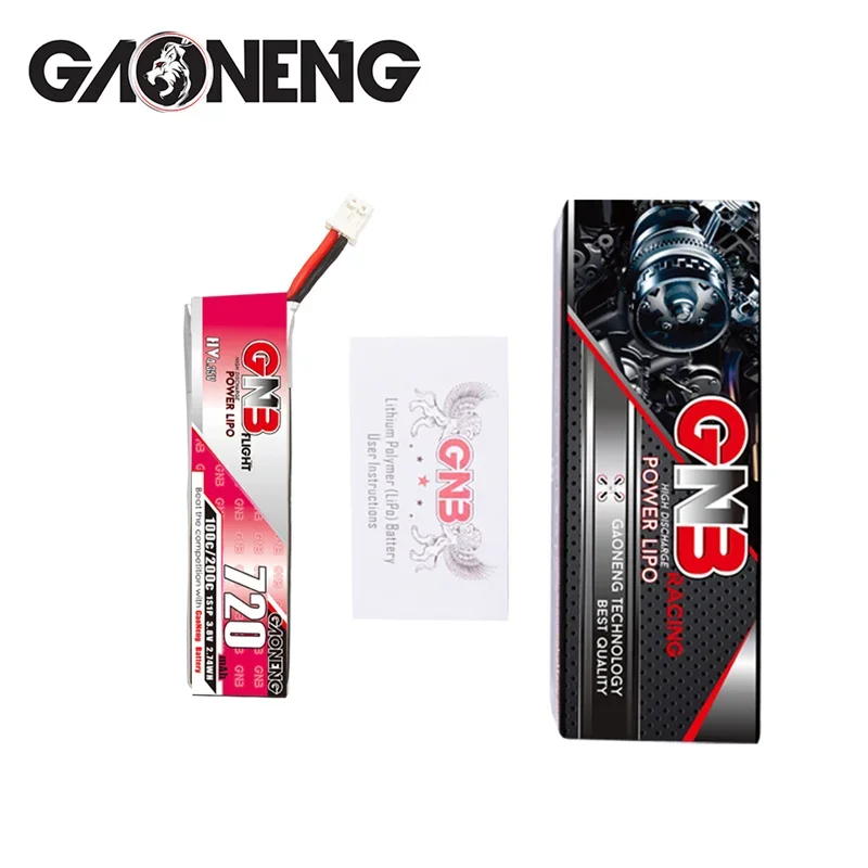 GNB 720mAh 1S 3.8V 100C LIHV Lipo Battery PH2.0 Plug Connector for RC FPV Racing Drone Whoop Frame Kit Tinywhoop Spare Parts