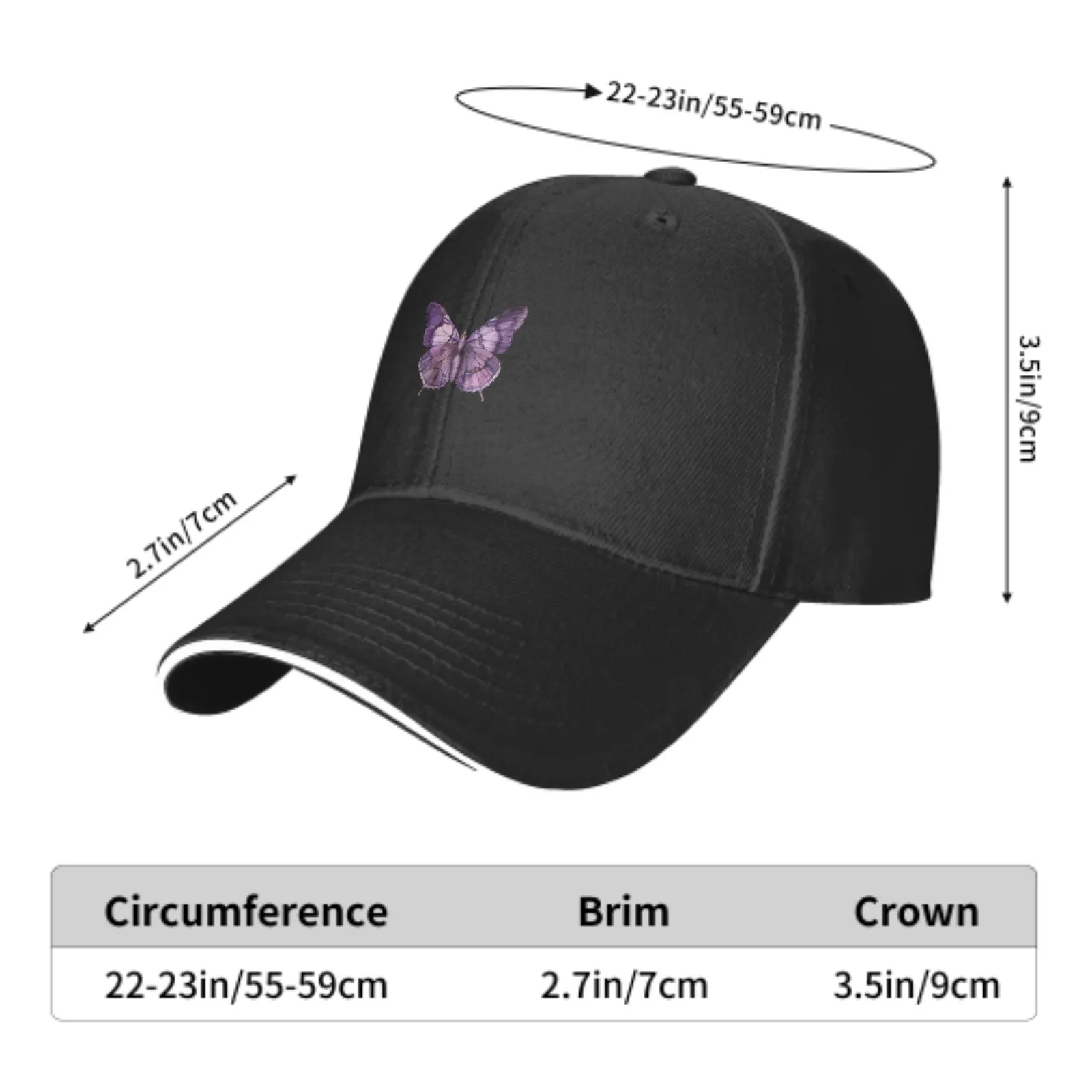 Purple Butterfly Unisex Baseball Cap FashionTrucker Hat Adjustable Casquette for Women Men Four Seasons Daily OutDoor Sports