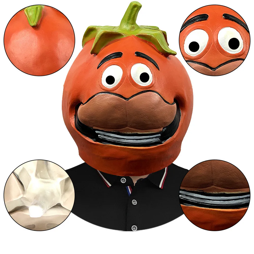 Realistische Tomaten-Vollkopf-Latexmaske - Erwachsenen-Gemüse-Cosplay-Maske für Halloween-Maskerade Kostümparty-Requisiten – Detail 5
