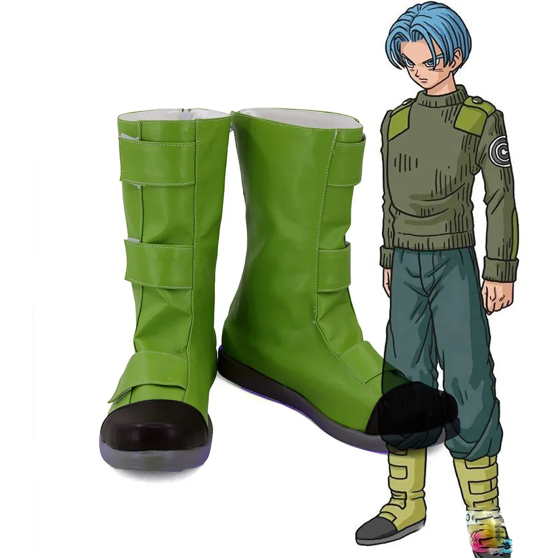 

Super Future Trunks Mirai no Torankusu Cosplay Boots Green Shoes Custom Made