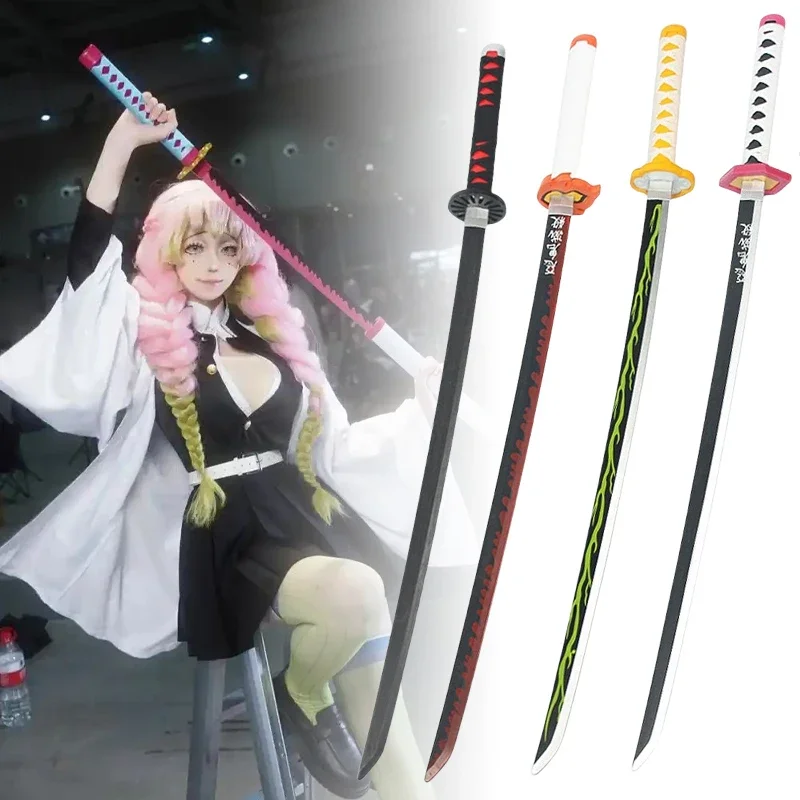 72 104cm Demon Slayer Katana Tanjirou Giyuu Mitsuri Anime Sword Safe Unsharpened Sabre Cosplay Display Photo Prop Stand Belt view 4