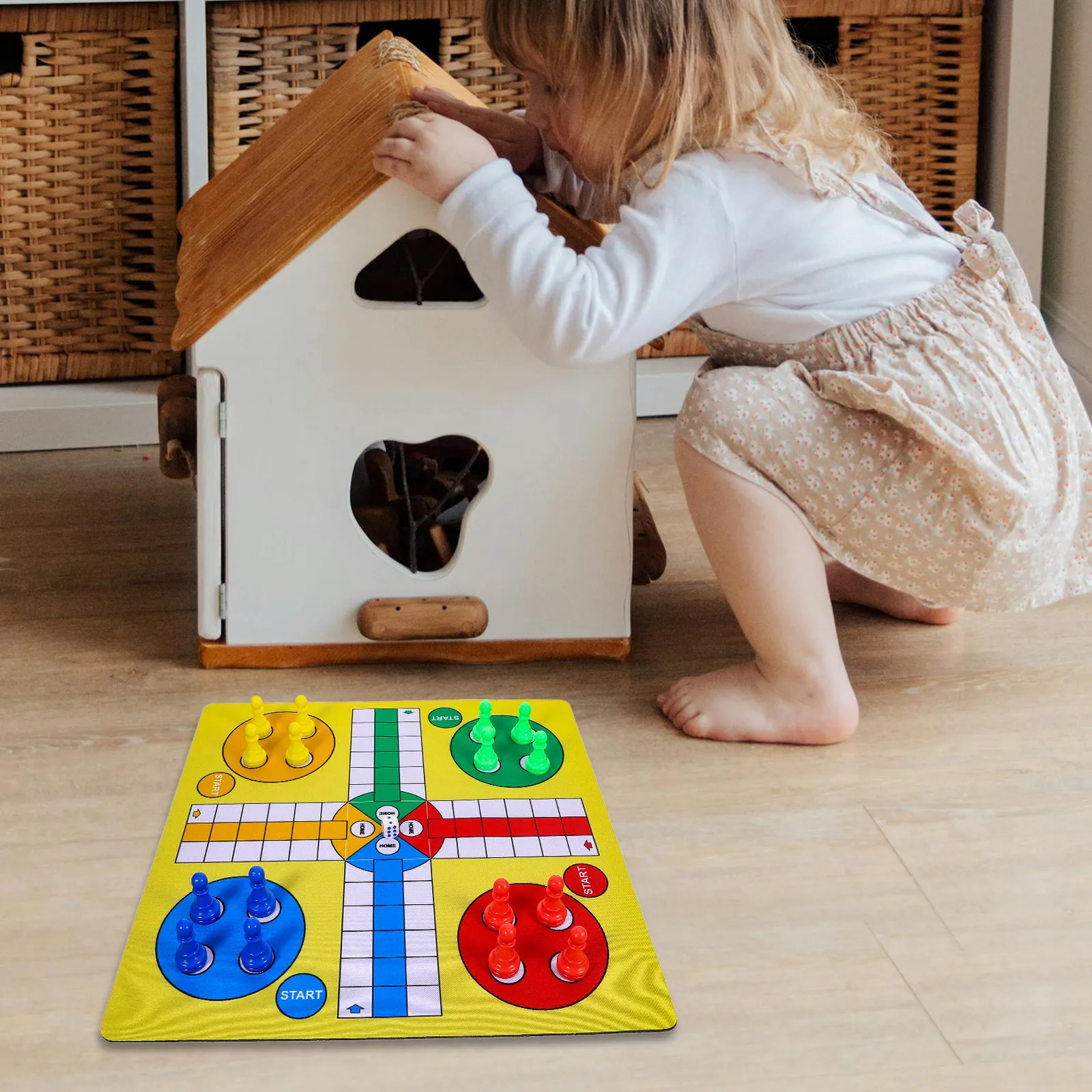 

1 Set Flying Chess Mat Portable Reusable Smooth Surface Longtime Use Small Easy Storage Simple Design Practical Safe Convenient