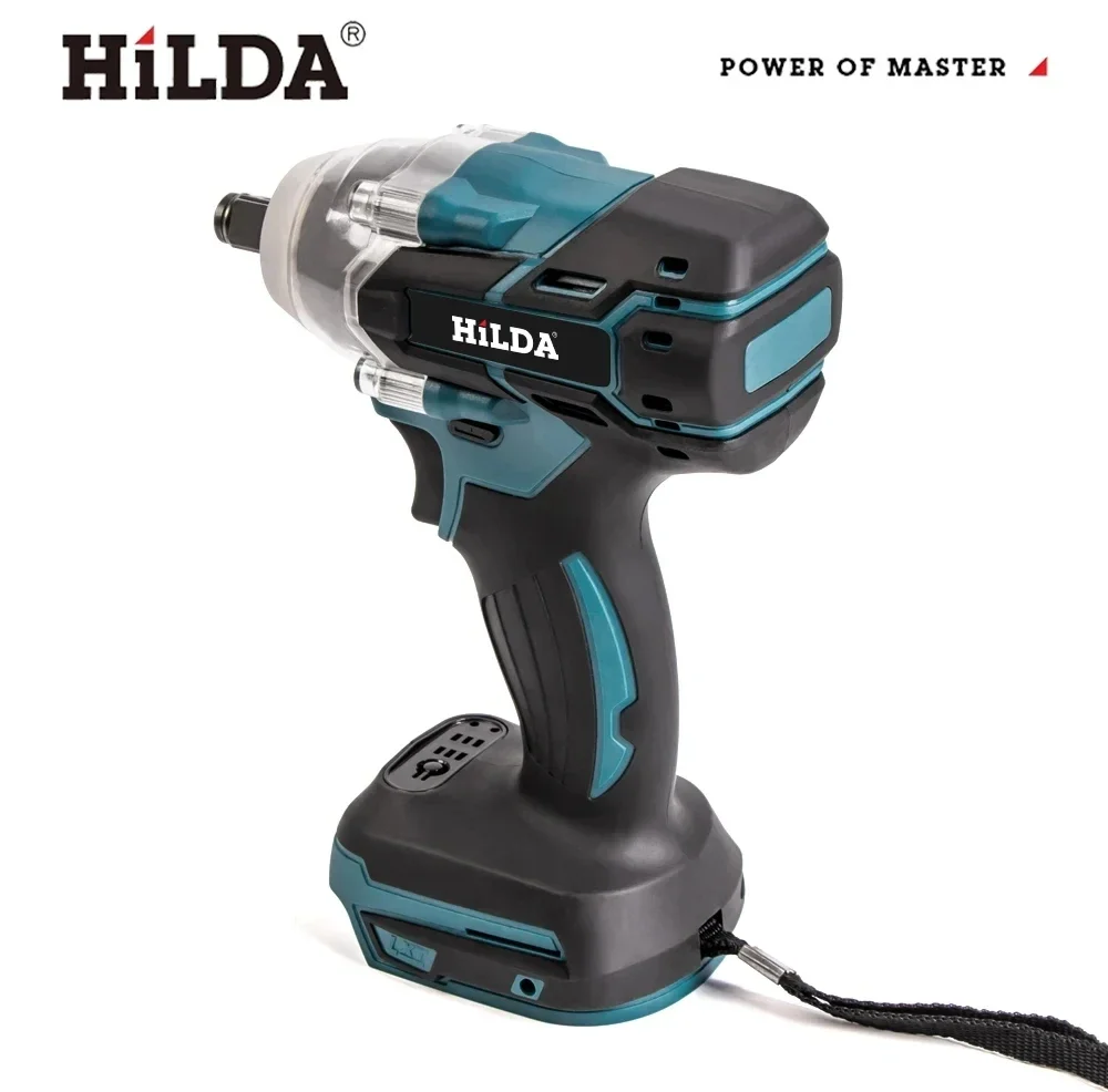 HILDA 18V Electric Impact Wrench Rechargeable 1/2 Socket Wrench Cordless Without Battery High Power Impact in Car Repair