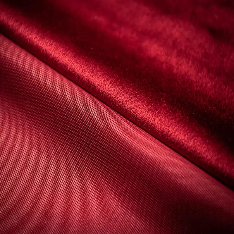 Red Velvet Blackout Luxury Curtains for Living Room Bedroom Thickened Solid Color Background Velvet Curtains Partition Customize