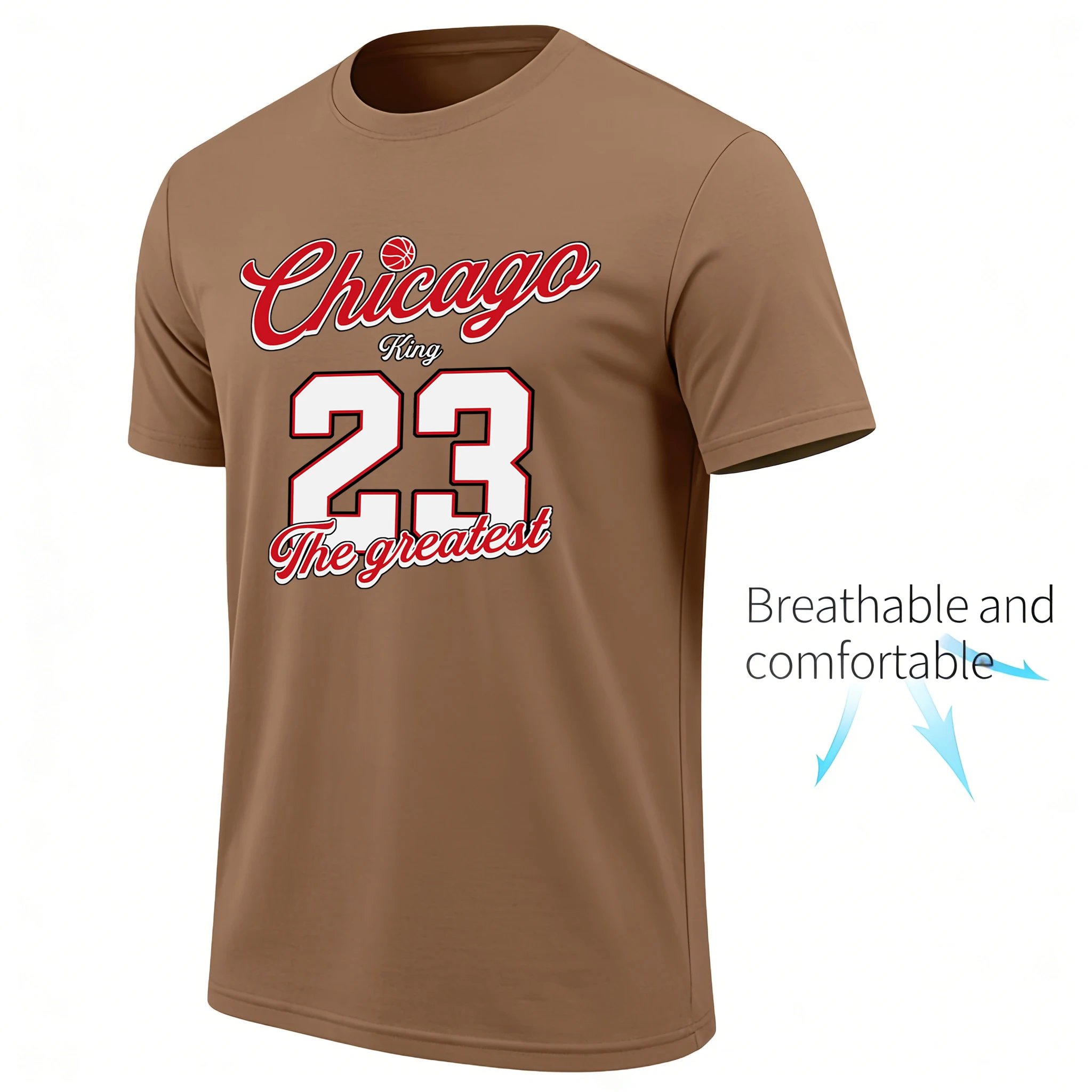 Chicago Number 23 The Greatest Printing Man T-Shirt O-Ausschnitt Baumwolle Streetwear Lässige übergroße Kleidung Sommer Hip Hop T-Shirt