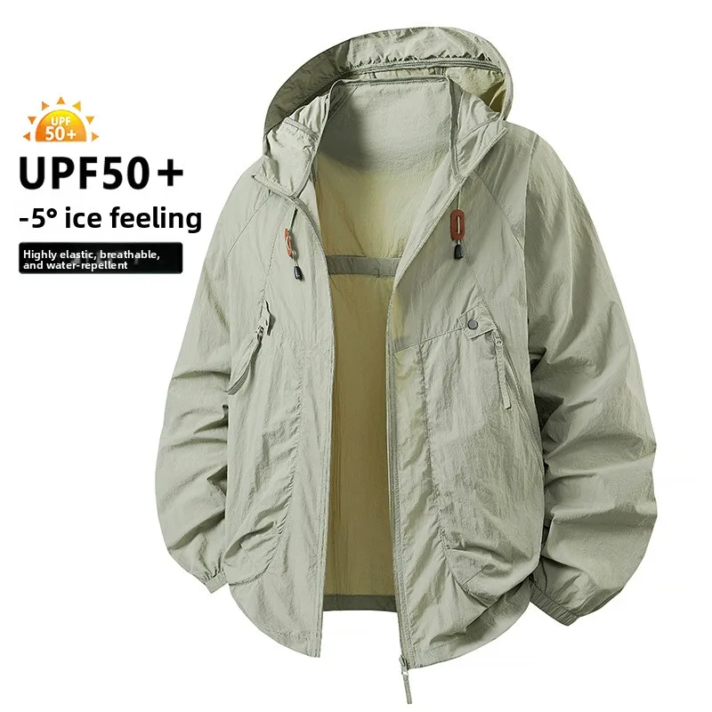 UPF50+ New Fashion Men Summer Ultra-thin Hooded Sunscreen Jackets Couple's Trendy Outwear Casual Breathable Coats windbreaker 4X
