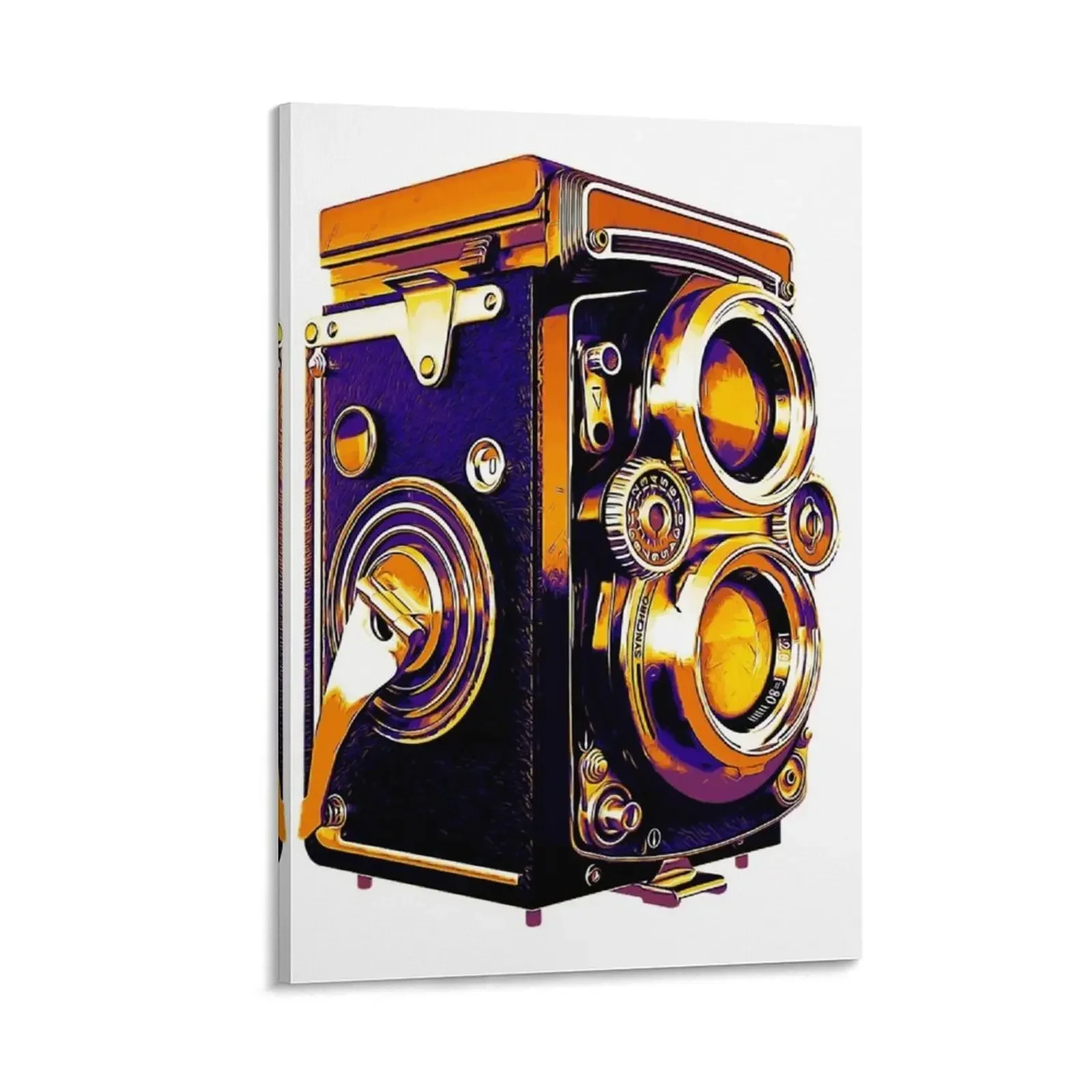

Retro Camera twin lens lomography - orange and violet Canvas Painting paintings wall decor room decorations for men art