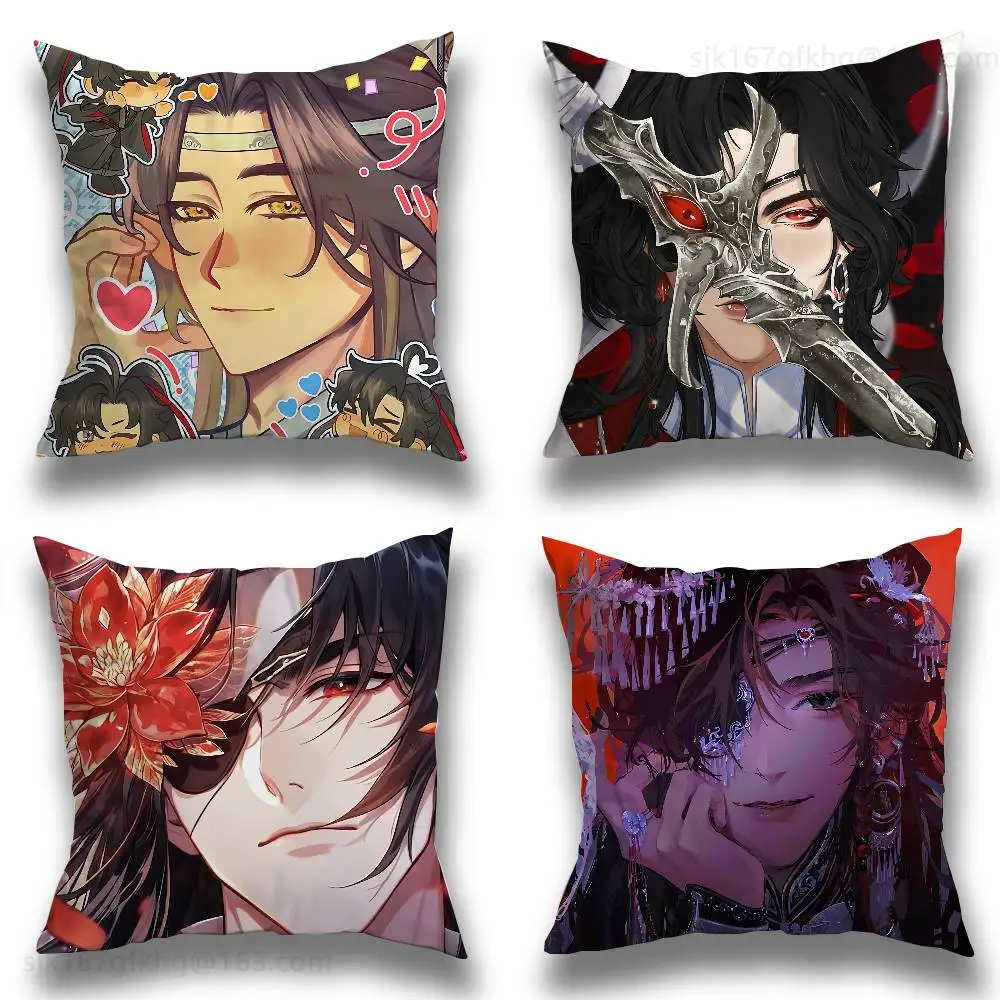 

Anime Tian Guan Ci Fu Pillow Case Square Double-Sided Printing Short Plush Sofa Cushion Cover Bedroom Bedside Pillow