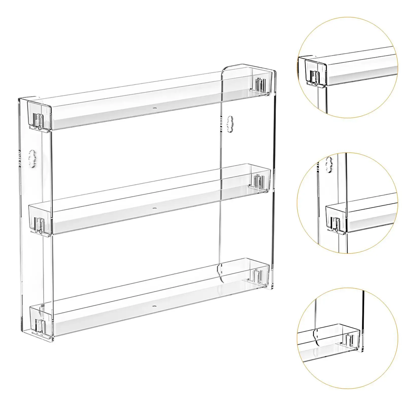 3 Tiers Acrylic Nail Polish Wall Rack Multifunctional for Cosmetic Space Saving Essential Oils Display Shelf 25x6x31cm
