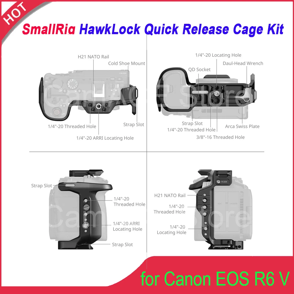 smallrig-6372-6379-6381-gabbia-per-fotocamera-hawklock-a-sgancio-rapido-per-canon-eos-r6-v-con-guida-nato-e-espansione-cold-shoe