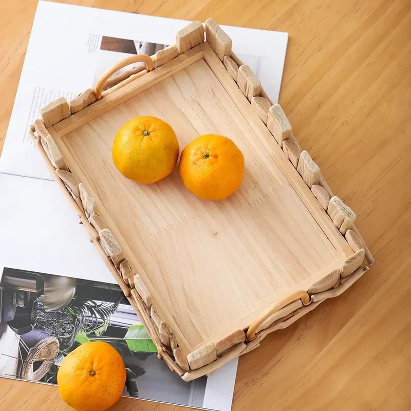 Wooden tray ornament, bed and breakfast tea room living room storage tea tray, desktop perfume fragrance rack,