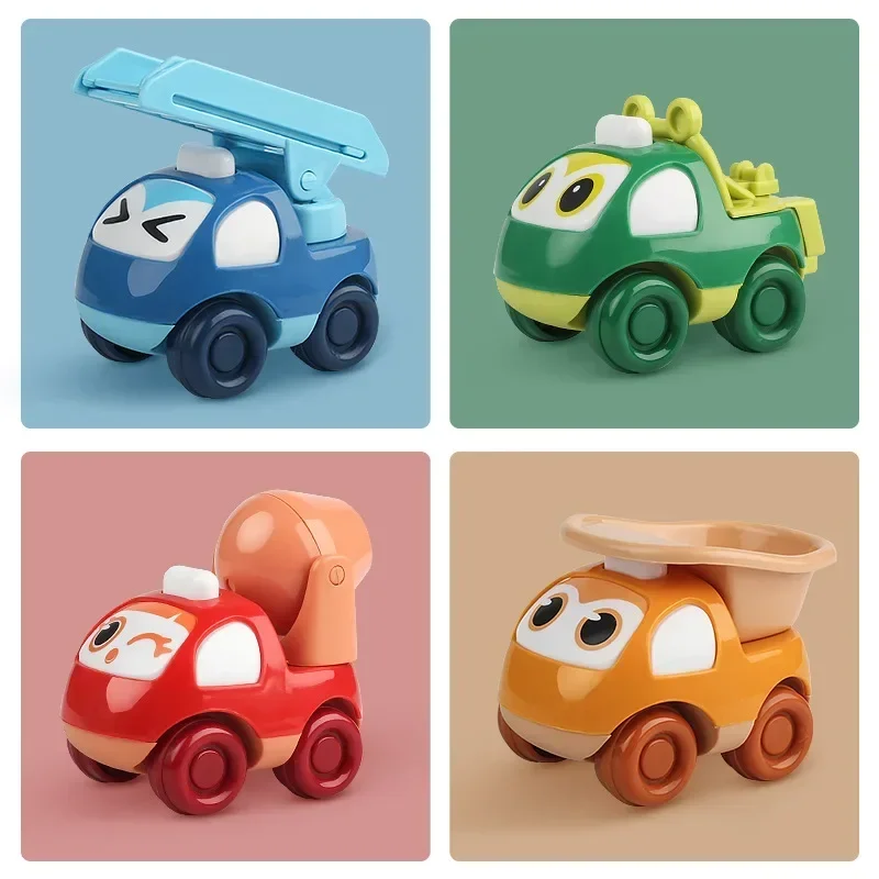 Juego de coches de inercia para niños, juguete de dibujos animados, anticolisión, anticaída, ingeniería inercial, regalos para niños y niñas