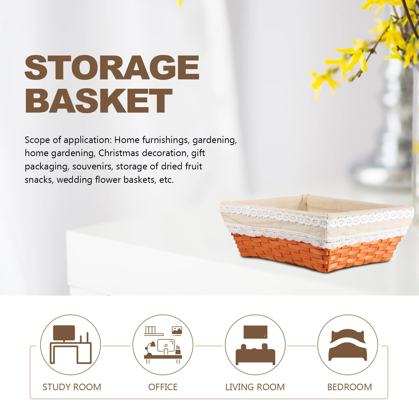 

1Pcs Rattan Woven Basket Multi-Functional Sundries Organizer for Bedroom Living Room Tabletop Storage Box Container