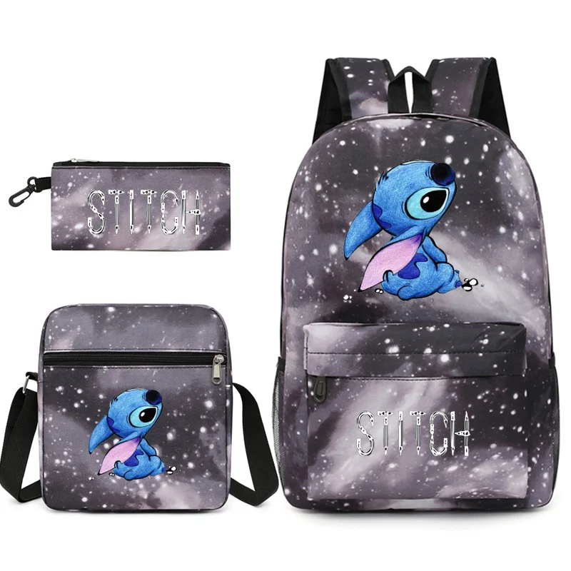 MINISO Disney Stitch Kids Backpack Cartoon Stitch Print Kindergarten Pencil Case Boy Girl Shoulder Bag Children Schoolbag Gift