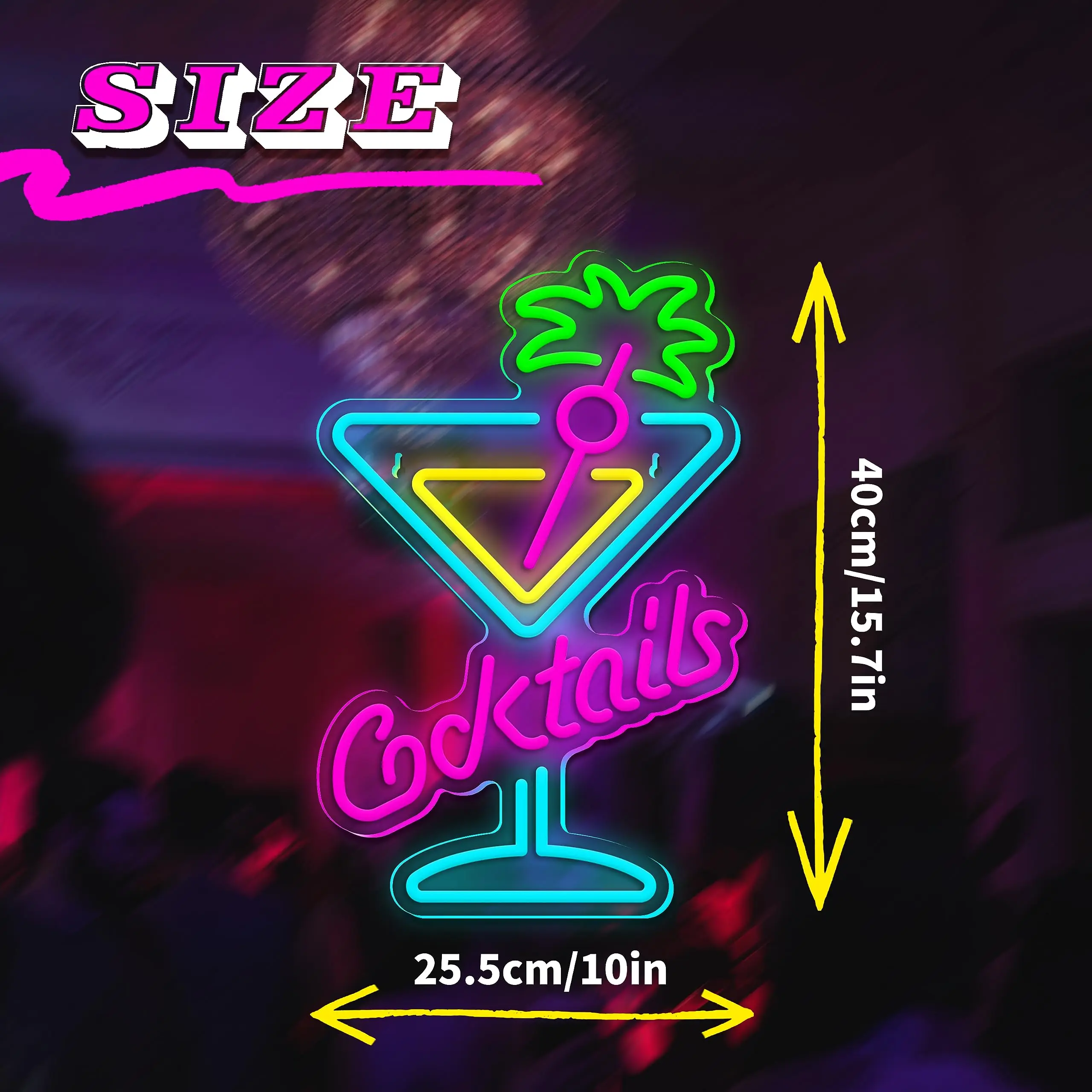 2025 Cocktails Neon Sign Cocktail Glass LED Neon Signs Art Wall Lights for Beer Bar Decor Dimmable LED Neon for Party
