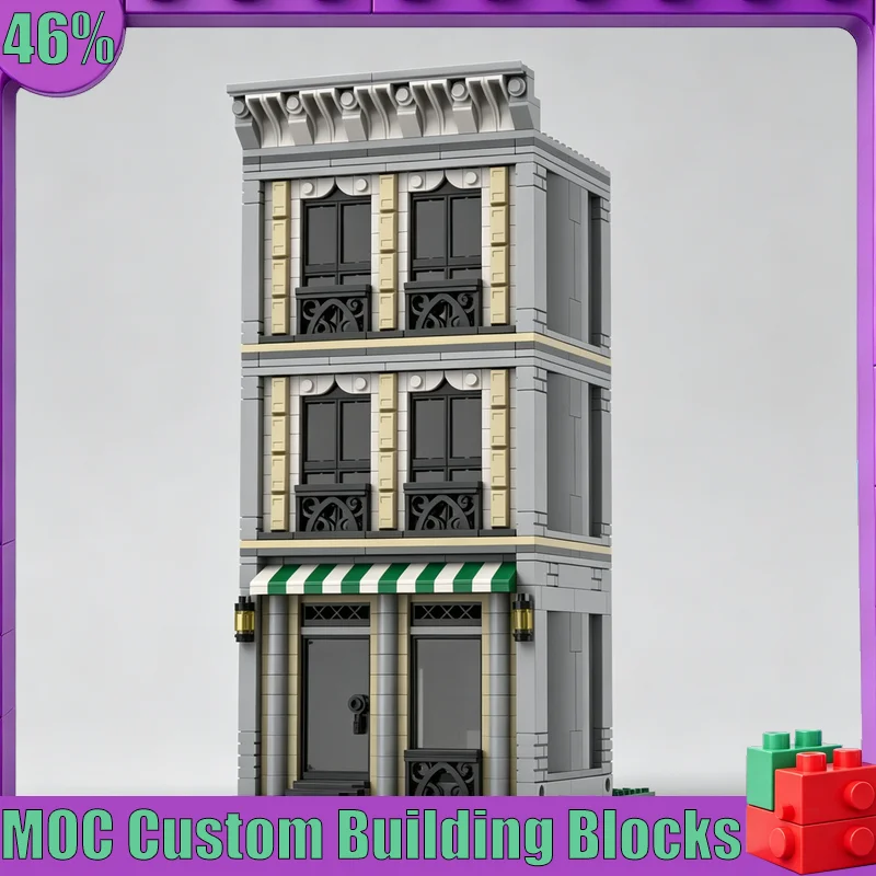 NEW 660PCS Wall Street Building MOC Custom Puzzle DIY Assembly Educational Creative Building Blocks Toy Collection Display Gift
