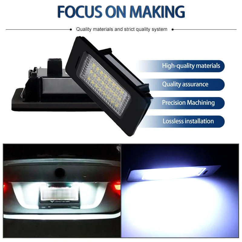 2pcs Auto Canbus Error Free Tail Led Lamp Number License Plate Light White For Seat Ibiza 2009- Ice blue Car Styling