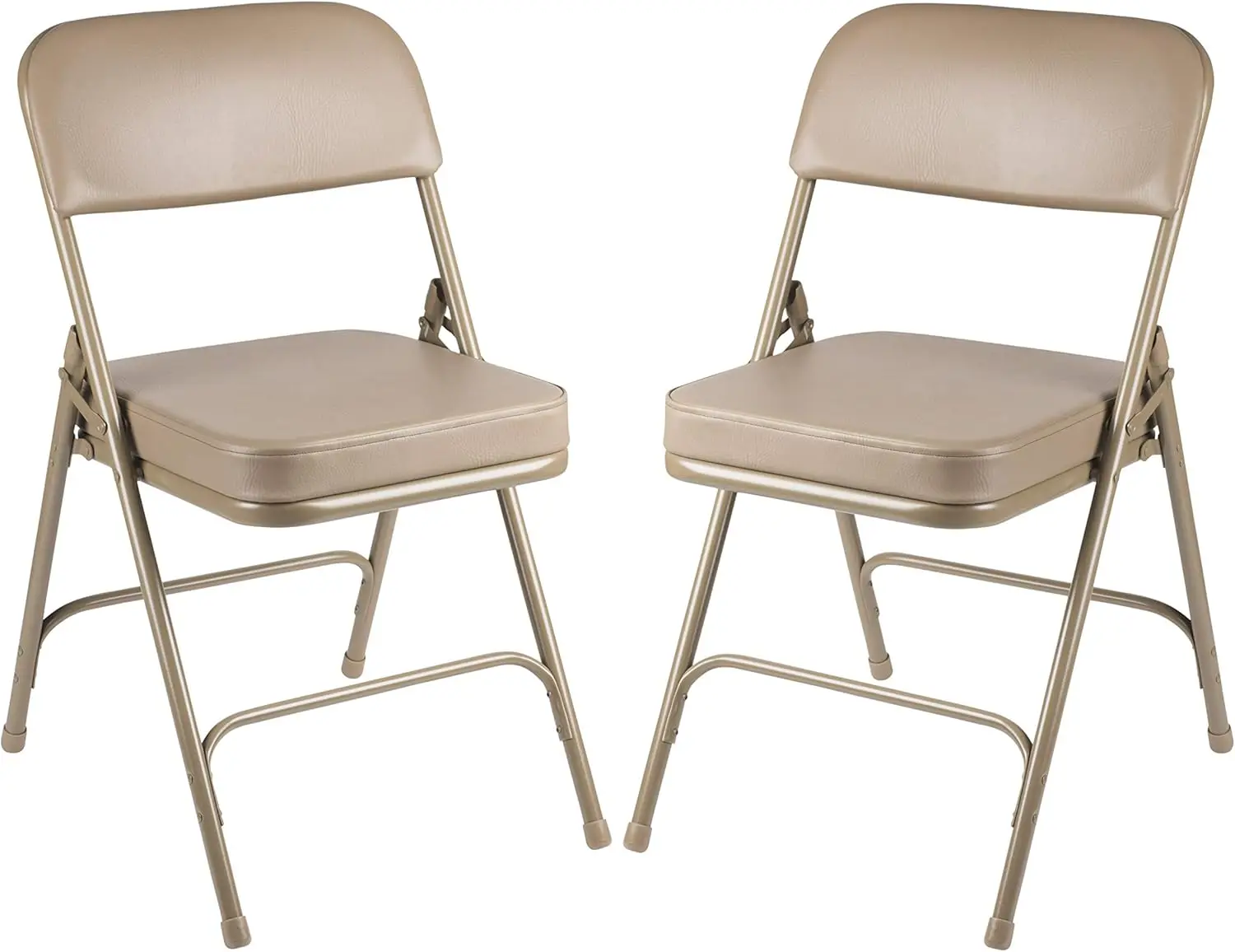 

2 Pack Vinyl Upholstered 2" Cushion Folding Chair, Beige