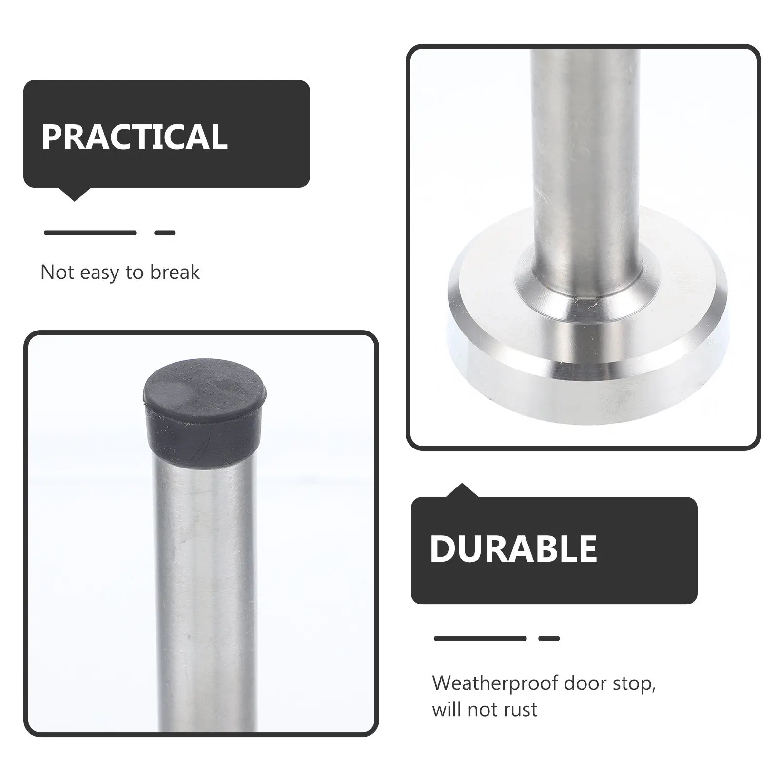Floor Door Stopper 15Cm Weatherproof Stainless Steel Rubber Floor Mount Door Stopper for Home Office Bathroom Prevents Wall