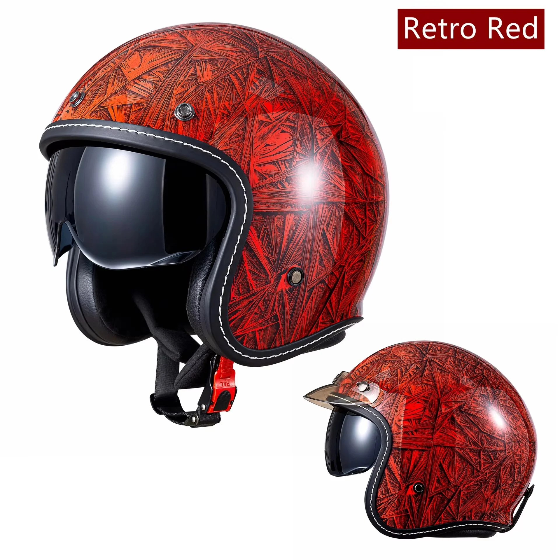 New Motorcycle Riding Helmet Locomotive Lightweight Four Seasons Street Helmet Three-quarters Retro Half Helmet Hat