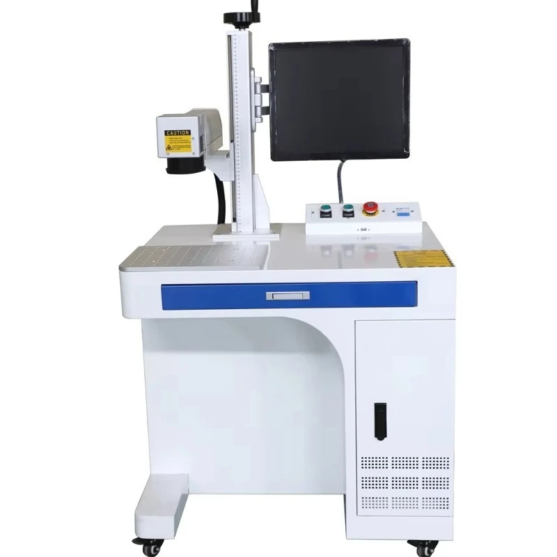 60W Enclosed Fiber Laser Marking Machine With Conveyor Table For Alloy Parts Barcode Marking High Precision Wholesale Supplier
