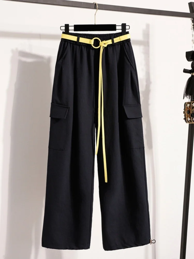 Pantaloni da lavoro americani High Street Pantaloni da lavoro a vita alta da donna Abbigliamento bidirezionale Qui Dry Pantaloni larghi a gamba larga Stagione autunnale