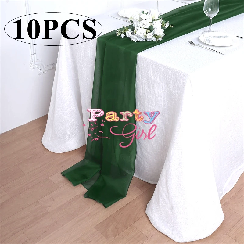 

10pcs 10ft Chiffon Table Runner Romantic Boho Table Runners for Wedding Birthday Party Bridal Valentine's Day Table Decoration