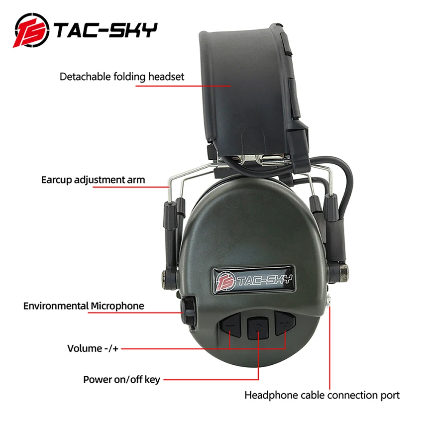 TAC-SKY NEW TEASORDIN Shooting Tactical Headphones Noise Reduction Headset Anti-noise Ear Protection Airsoft Hunting Headphones