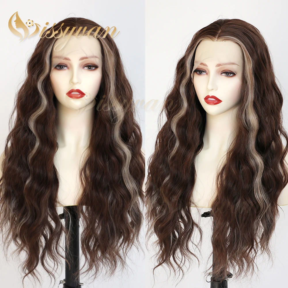 Missyvan Blonde Highlighted in Brown Color Hair Synthetic Lace Front Wigs Losse Wave Wig for Black Women