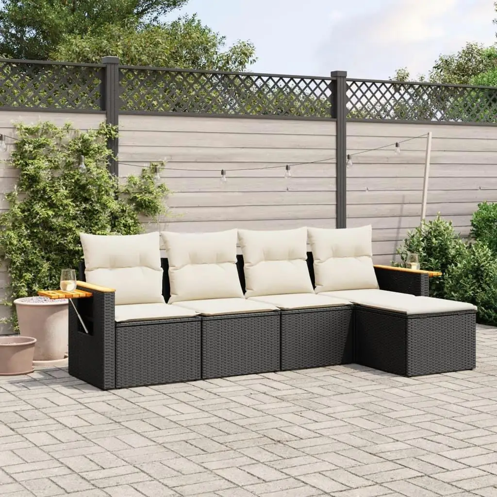 

Stylish Black and Cream White Garden Sofa Set for Outdoor Patio Furniture