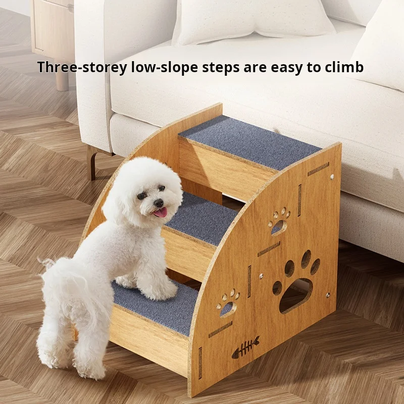 2025 New Old Cat Climbing Mat Anti Slip Staircase Three Story Low Slope Supplies Wooden Ladder Pet Dog Staircase Bedside Ladder