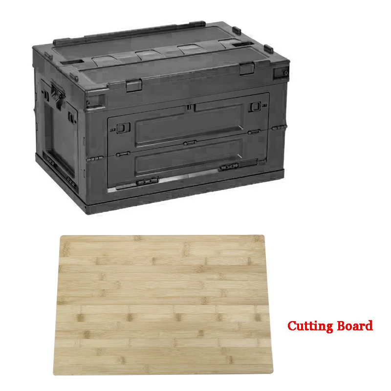 

Large-capacity Storage Container Box With Wooden Cover Camping Foldable Storage Box Sundries Car Plastic Storage Box