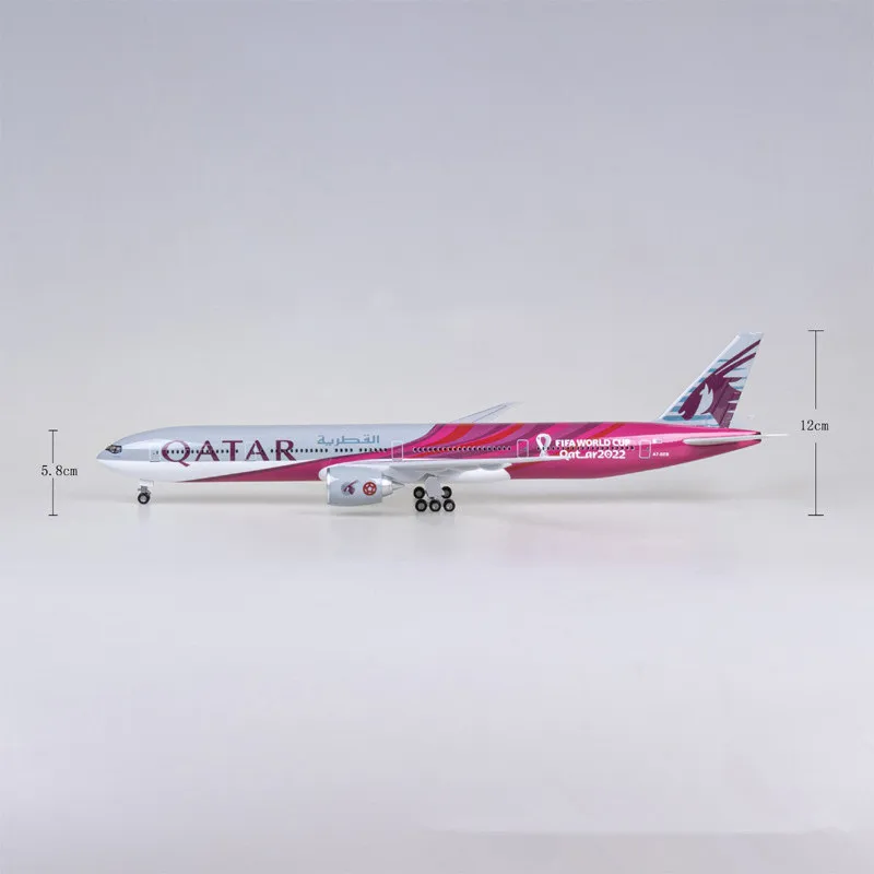 47CM 1:157 Scale Model 2022 Qatar Airways 777 Airliner With Light Football  Diecast Resin Aircraft Collection Display Toys Gift