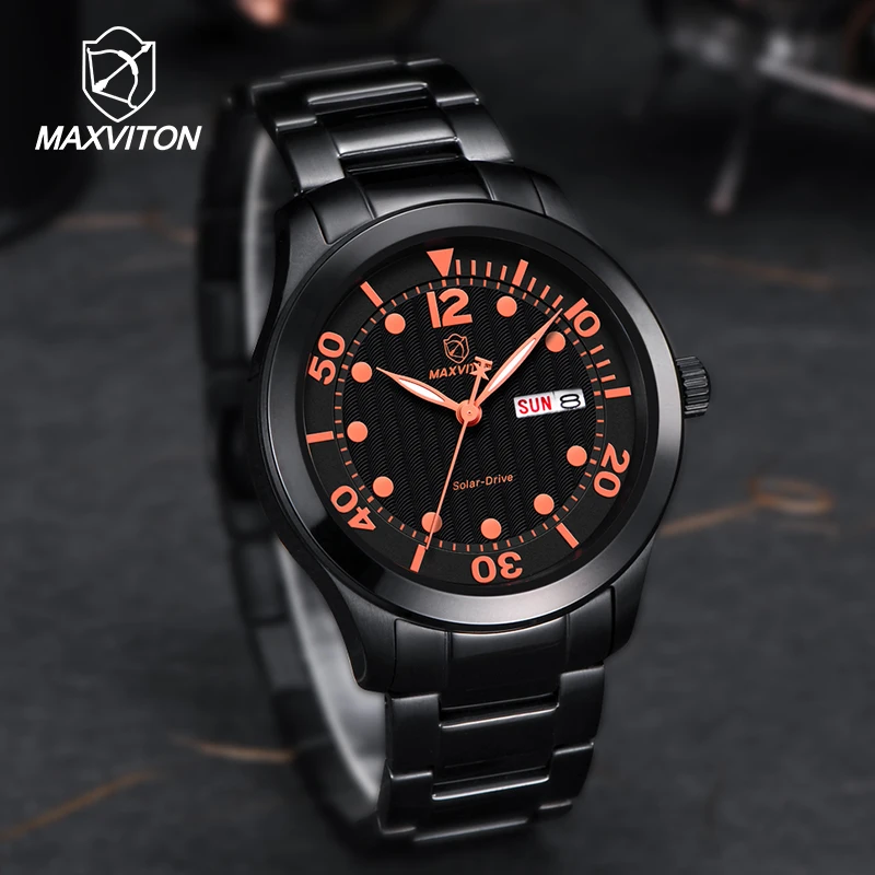 MAXVITON Solar Watch for Men, Luminous & Waterproof Casual Sports Watch for Women, Couple Watch Set