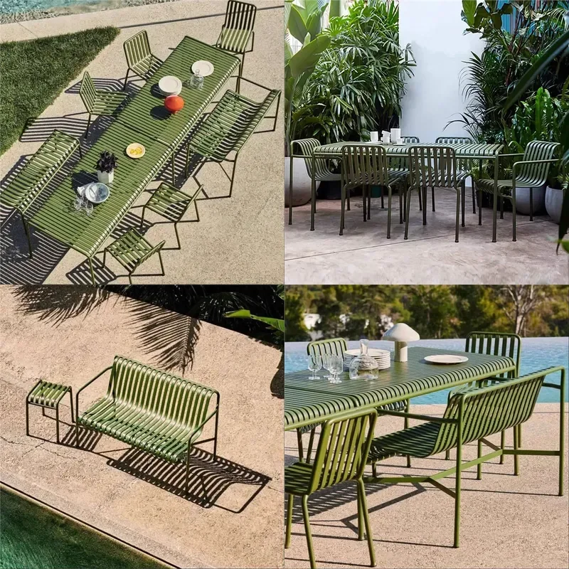 Modern Wrought Iron Outdoor Patio Table and Chair Set Simple Leisure Bistro Furniture for Courtyard Cafe Milk Tea Shop