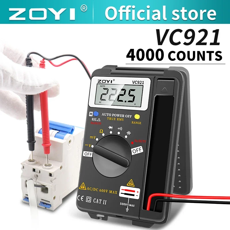 ZOYI VC921 Mini Digital Handheld Pocket DC AC Votage Capacitance Resistance Frequency Duty Cycle Tester Multímetro