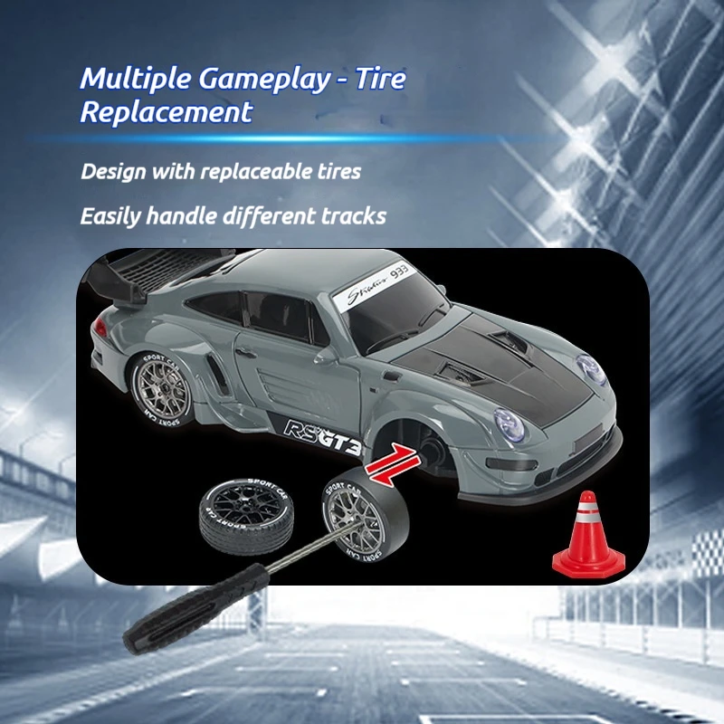 Rc Drift 4Wd Variable Speed Remote Control Car Rechargeable Sports Model Changeable Tires For Racing Hobby Enthusiasts