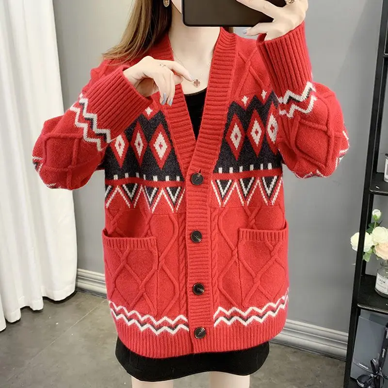 2023 Autumn/Winter Korean Women's Knitted Sweater Cardigan New Fashion Knitted Sweater Coat Trend